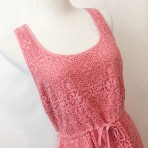Lauren Conrad coral crocheted sundress Sz L